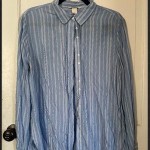 H&M blue and white button down size 12 womens